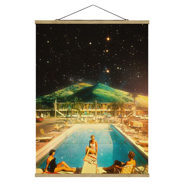 Wanddeko Jugendzimmer Retro Collage - Weltraum Pool