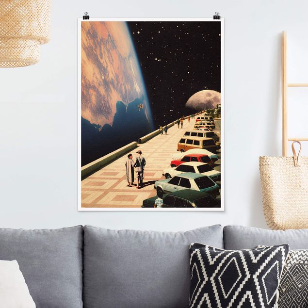 Wanddeko Büro Retro Collage - Weltraum Promenade