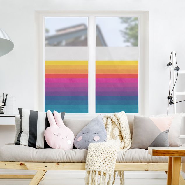 Wanddeko Schlafzimmer Retro Regenbogen Streifen