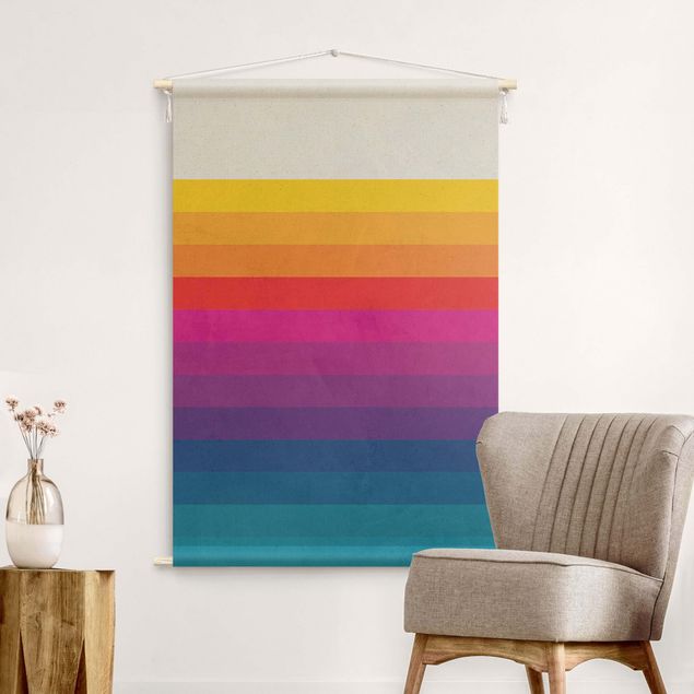 Wanddeko Mädchenzimmer Retro Regenbogen Streifen
