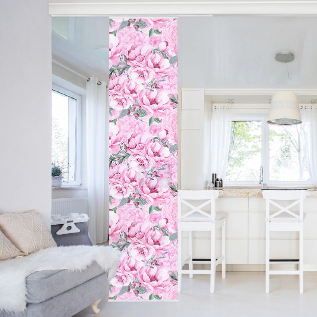 Wanddeko Wohnzimmer Rosa Blütentraum Pastell Rosen in Aquarell