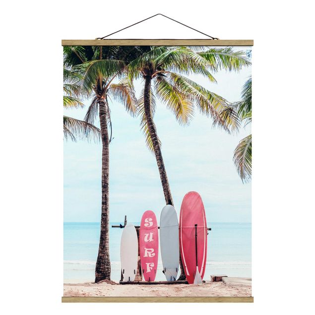 Wanddeko Flur Rosa Surfboards unter Palmen