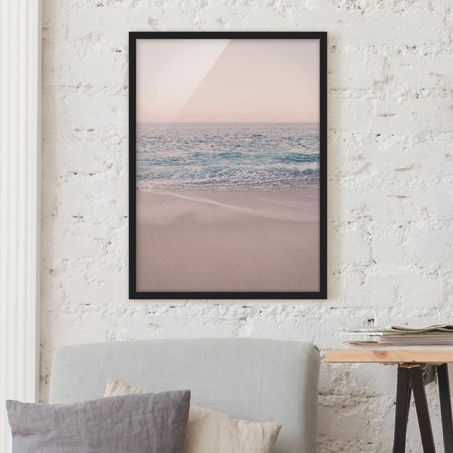 Strandbilder mit Rahmen Roségoldener Strand am Morgen