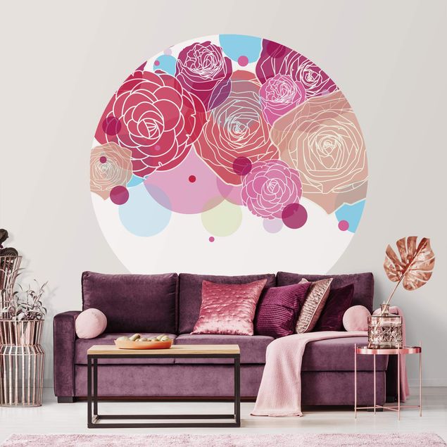 Wanddeko bunt Roses and Bubbles