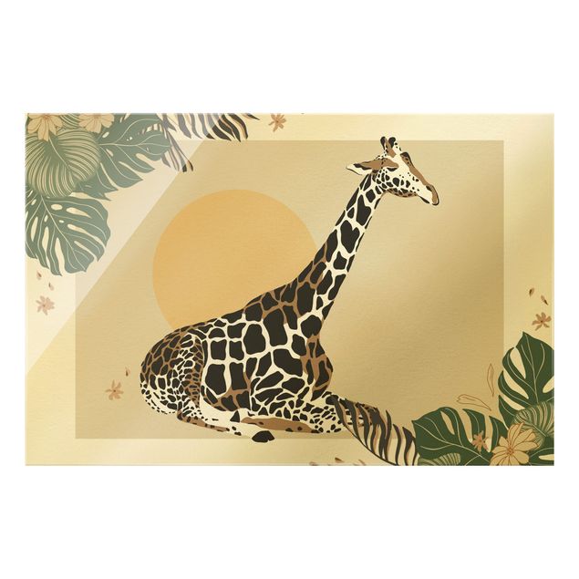 Wanddeko Jugendzimmer Safari Tiere - Giraffe im Sonnenuntergang
