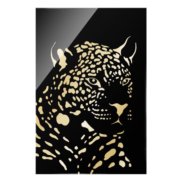 Wanddeko Treppenhaus Safari Tiere - Portrait Leopard Schwarz