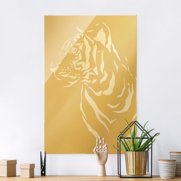 Wanddeko beige Safari Tiere - Portrait Tiger Beige