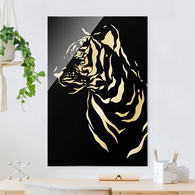 Wanddeko Büro Safari Tiere - Portrait Tiger Schwarz