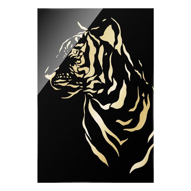 Wanddeko schwarz-weiß Safari Tiere - Portrait Tiger Schwarz