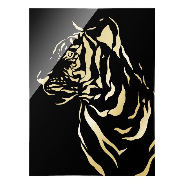 Wanddeko schwarz-weiß Safari Tiere - Portrait Tiger Schwarz