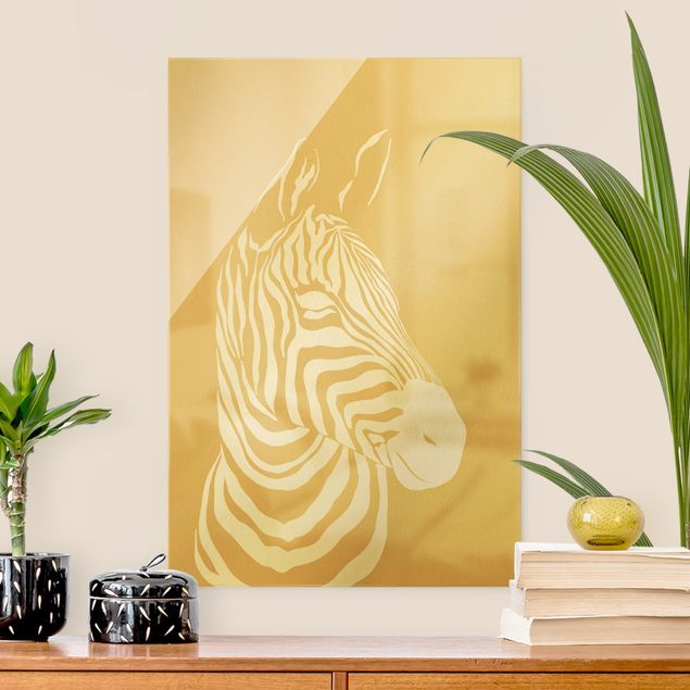 Wanddeko Büro Safari Tiere - Portrait Zebra Beige