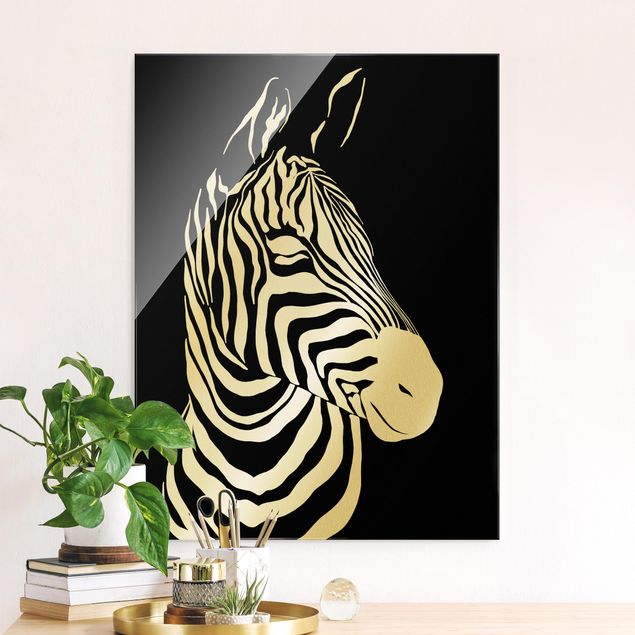 Wanddeko Büro Safari Tiere - Portrait Zebra Schwarz