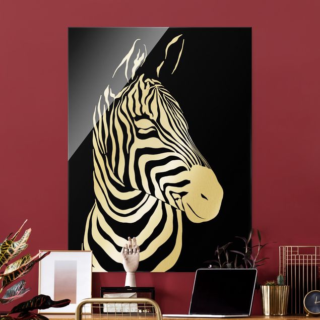 Wanddeko Jugendzimmer Safari Tiere - Portrait Zebra Schwarz