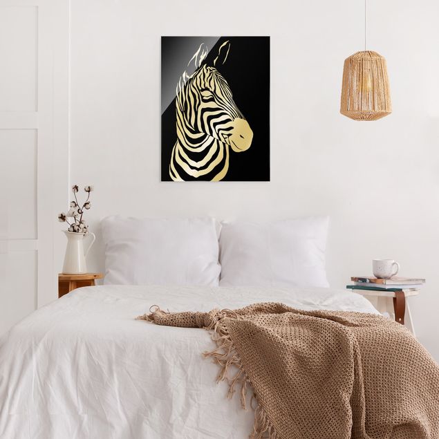 Wandbilder Zebras Safari Tiere - Portrait Zebra Schwarz