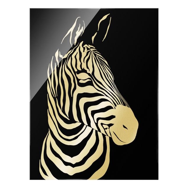 Wanddeko schwarz-weiß Safari Tiere - Portrait Zebra Schwarz