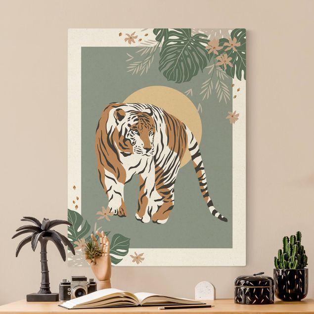 Wanddeko gold Safari Tiere - Tiger