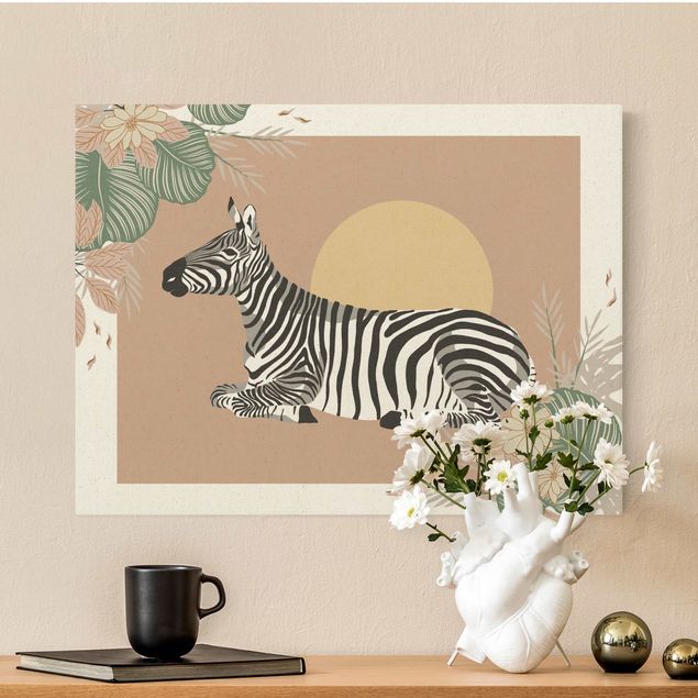Wanddeko Büro Safari Tiere - Zebra im Sonnenuntergang