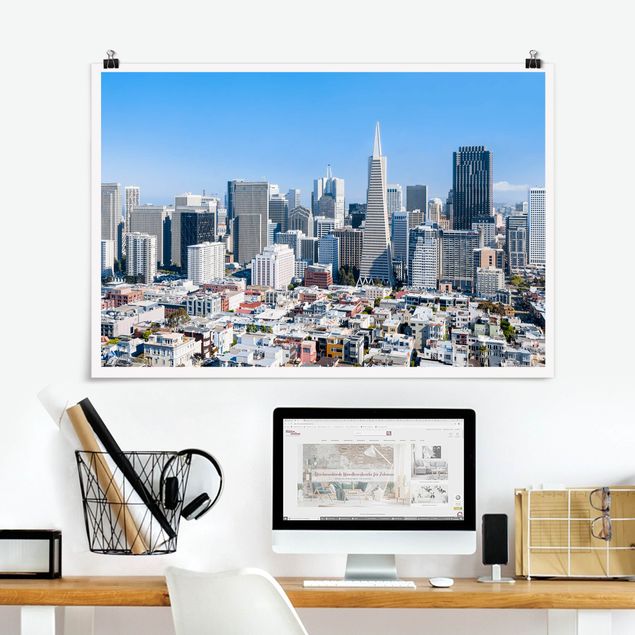 Wanddeko blau San Francisco Skyline