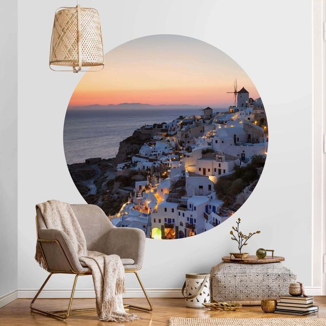 Wanddeko Schlafzimmer Santorini bei Nacht