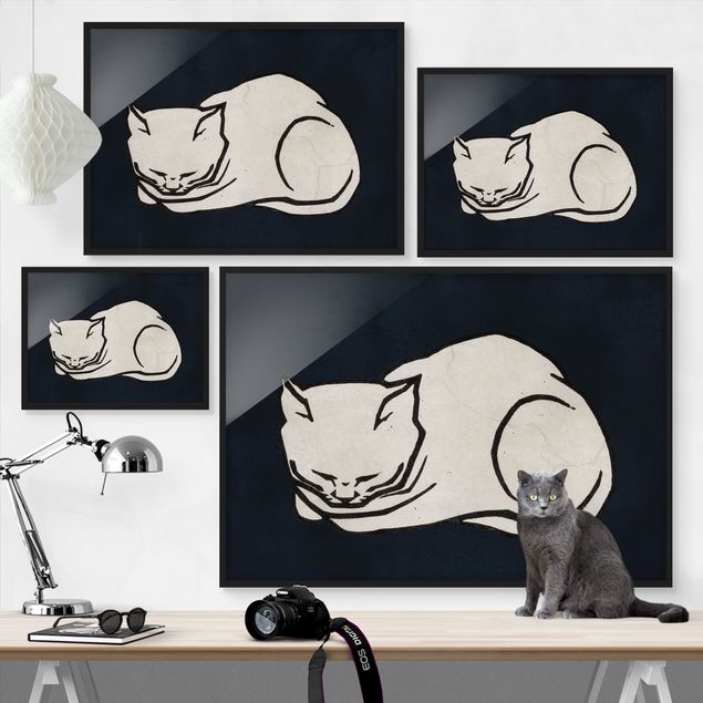 Wanddeko Büro Schlafende Katze Illustration