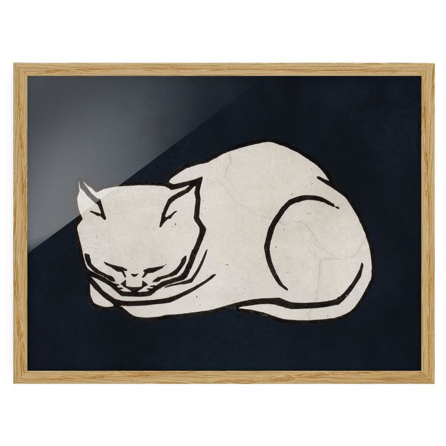 Wanddeko Esszimmer Schlafende Katze Illustration