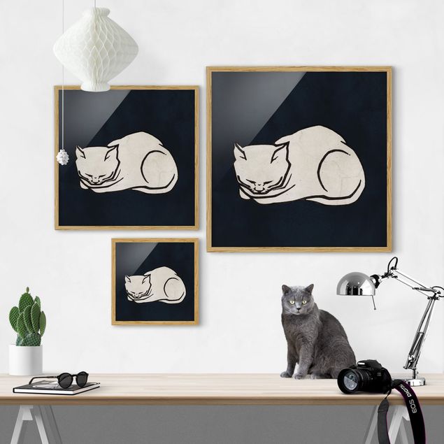 Wanddeko Büro Schlafende Katze Illustration
