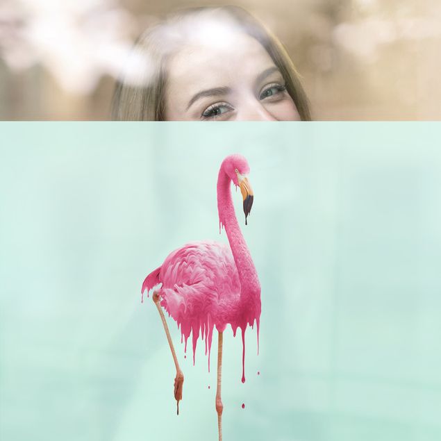 Wanddeko türkis Schmelzender Flamingo