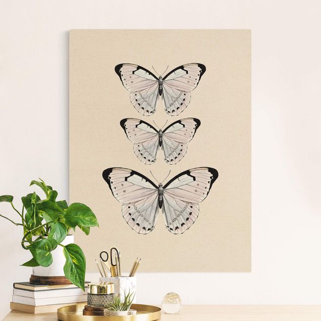 Wanddeko Wohnzimmer Schmetterling auf Beige