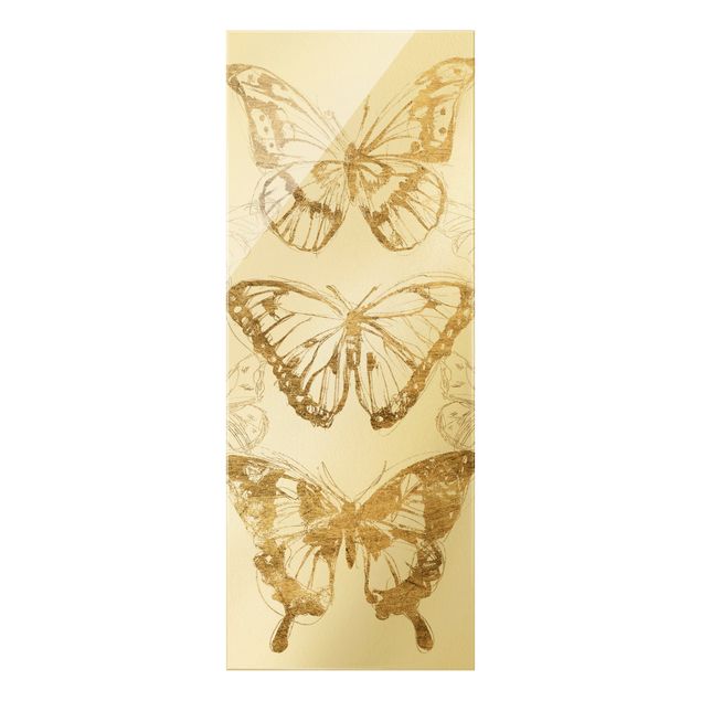 Wandbilder Schmetterlinge Schmetterlingskomposition in Gold II