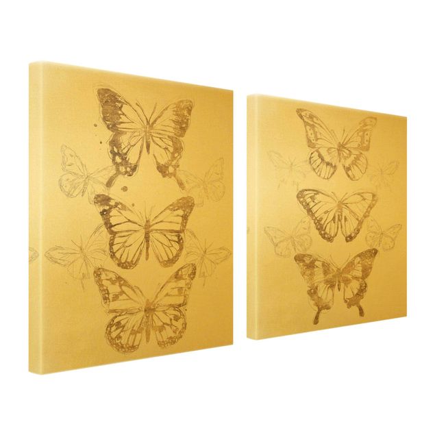 Wandbilder Schmetterlinge Schmetterlingskompositionen Gold