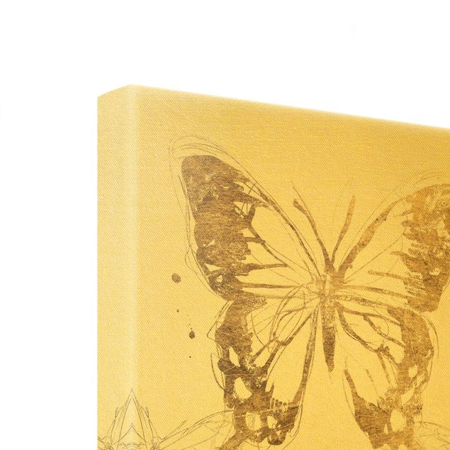 Wanddeko über Sofa Schmetterlingskompositionen Gold
