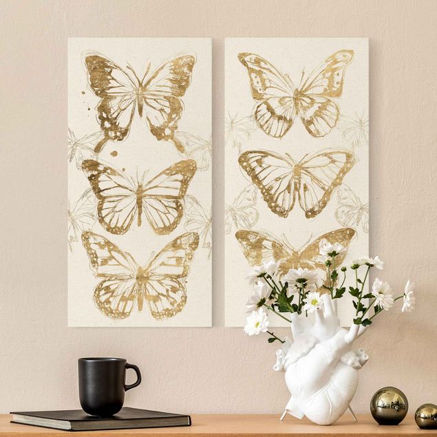 Wanddeko Büro Schmetterlingskompositionen Gold