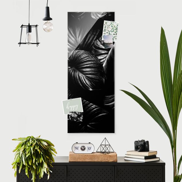 Wanddeko Schlafzimmer Schwarz Weiß Botanik Hosta