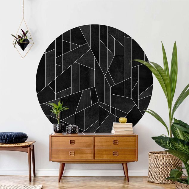 Wanddeko Wohnzimmer Schwarz Weiß Geometrie Aquarell