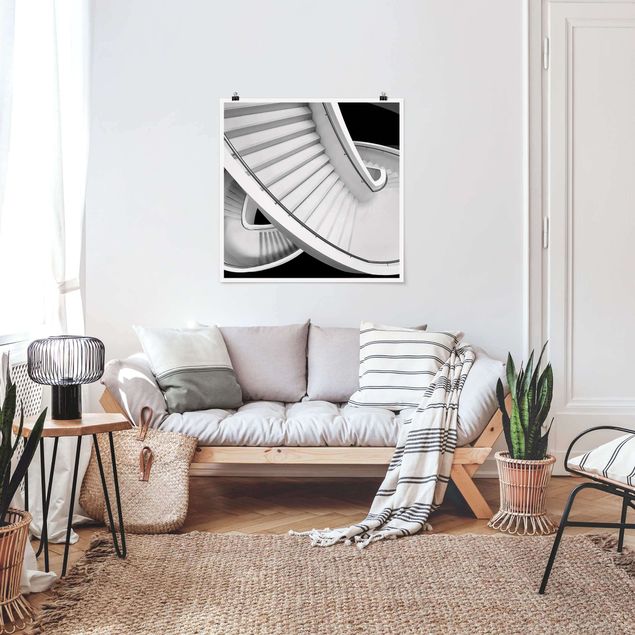 Wanddeko Schlafzimmer Schwarz Weiße Treppenarchitektur