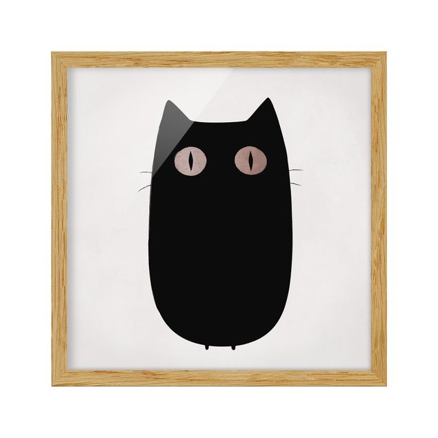 Wanddeko Esszimmer Schwarze Katze Illustration