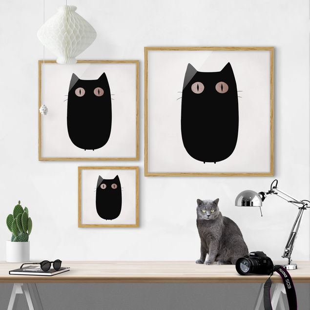 Wanddeko Büro Schwarze Katze Illustration