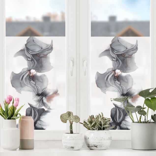 Fensterfolie - Sichtschutz - Schwarze Medusa mit Kupferglanz - Fensterbilder