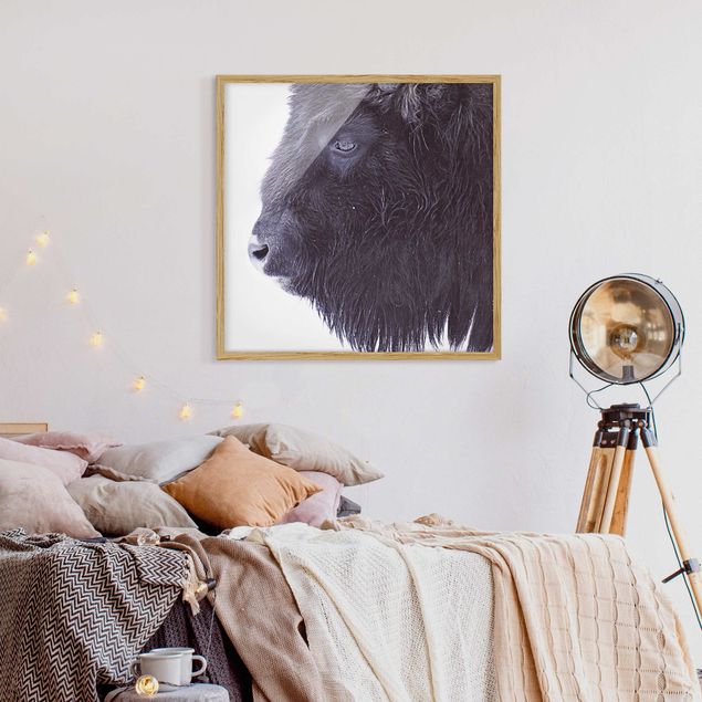 Wanddeko Schlafzimmer Schwarzer Büffel im Portrait