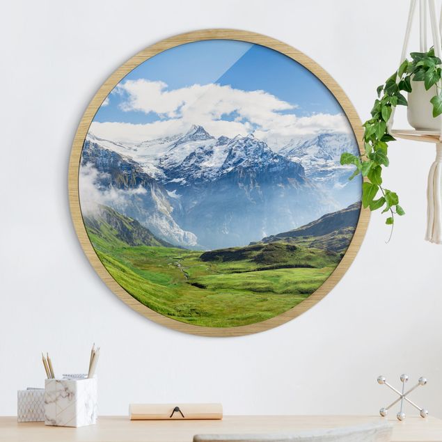 Wanddeko blau Schweizer Alpenpanorama