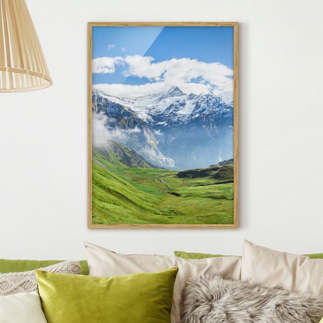 Wanddeko Wohnzimmer Schweizer Alpenpanorama