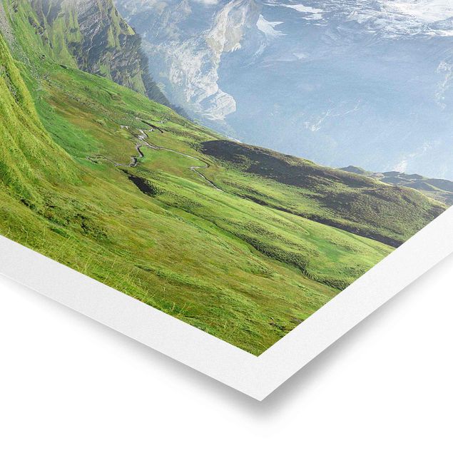 Wanddeko grün Schweizer Alpenpanorama