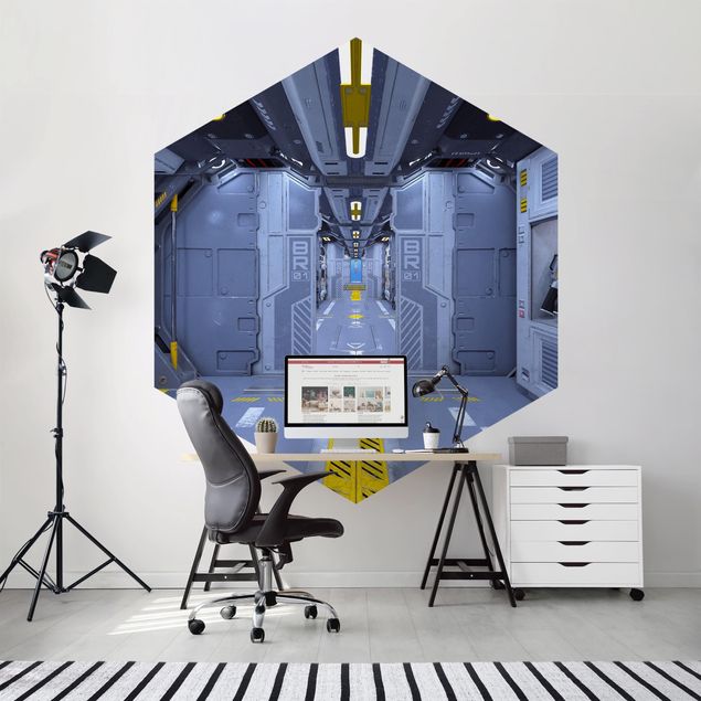 Wanddeko grau Sci-Fi Raumschiff Innenraum