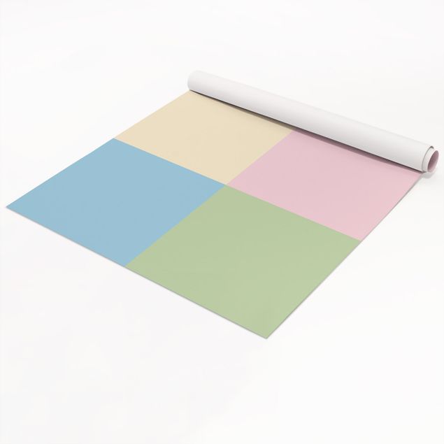 Wanddeko Praxis Set mit 4 Quadraten Pastellfarben - Cremé Rosé Pastellblau Mint