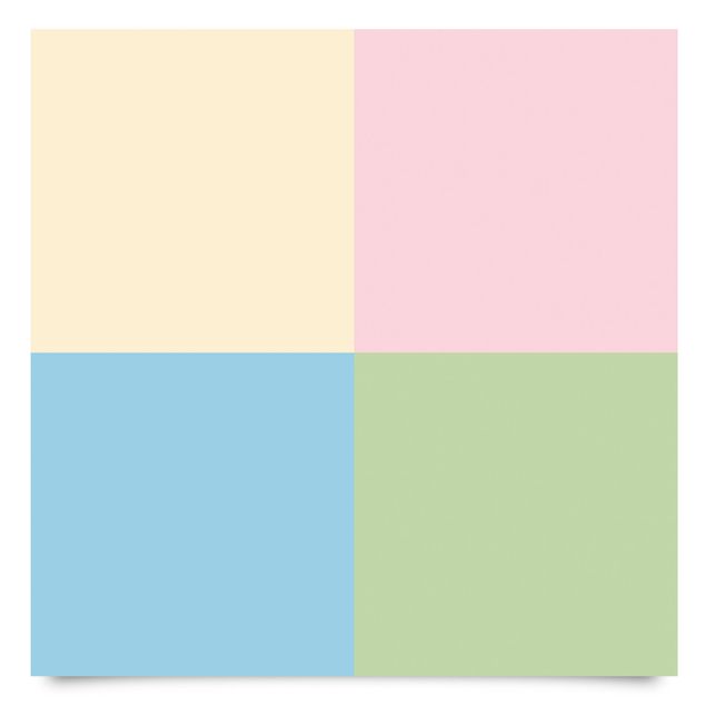 Deko Uni Set mit 4 Quadraten Pastellfarben - Cremé Rosé Pastellblau Mint