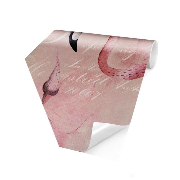 Wanddeko Esszimmer Shabby Chic Collage - Flamingo