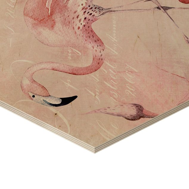 Wanddeko draußen Shabby Chic Collage - Flamingo
