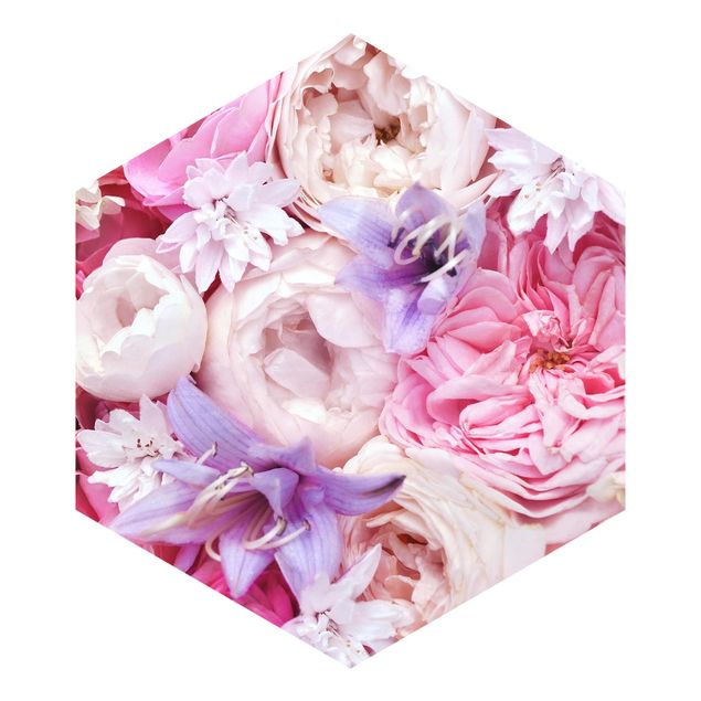 Wanddeko grau Shabby Rosen mit Glockenblumen