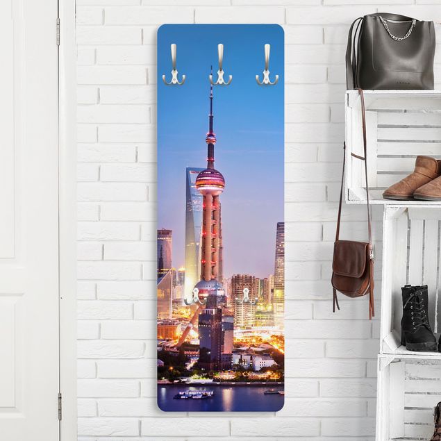 Wanddeko blau Shanghai Skyline