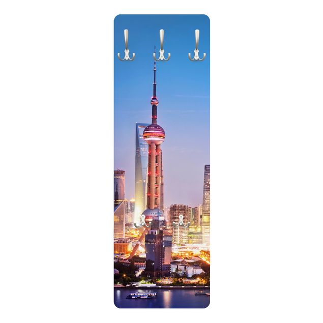 Wanddeko Treppenhaus Shanghai Skyline